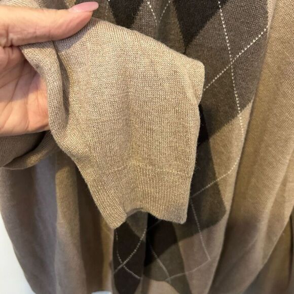 AMERICAN BLUE Sweater Mens XL Argyle Silk Rayon Cashmere Brown old money grandpa - Picture 6 of 8